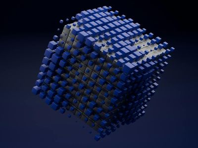 Abstract digital grid with cyan highlights on black