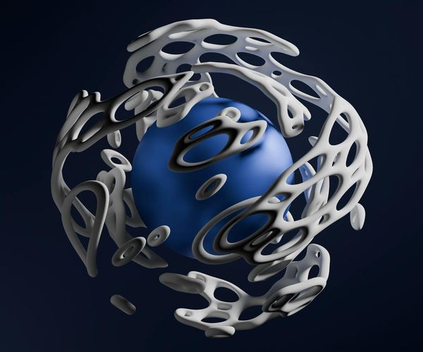 Symmetrical cyan light pattern in dark background